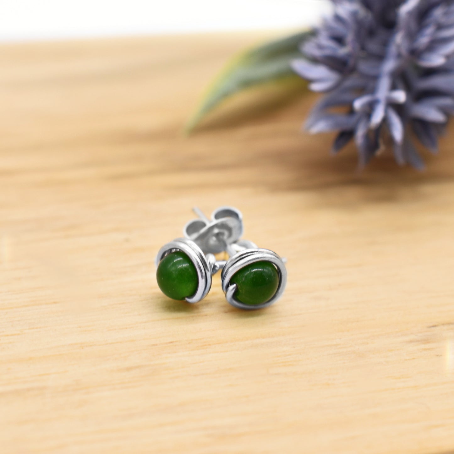 🌿Jade Studs 4mm - Grounding, Prosperity and Emotional Balance🌿