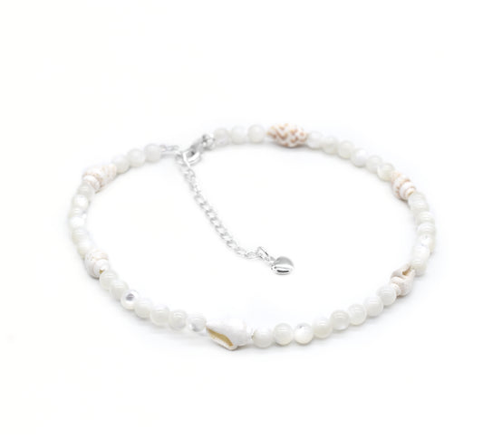 Healing Pearl & Sea Shell Ankle Bracelet – Ocean Calm, Feminine Energy and Flow 🌞