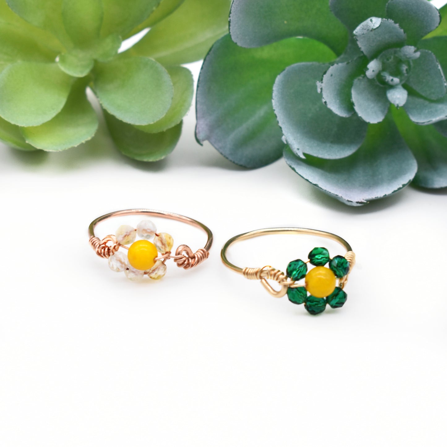 Healing Birthstone Flower Rings – Personalized Crystal Energy with Blooming Beauty🌞