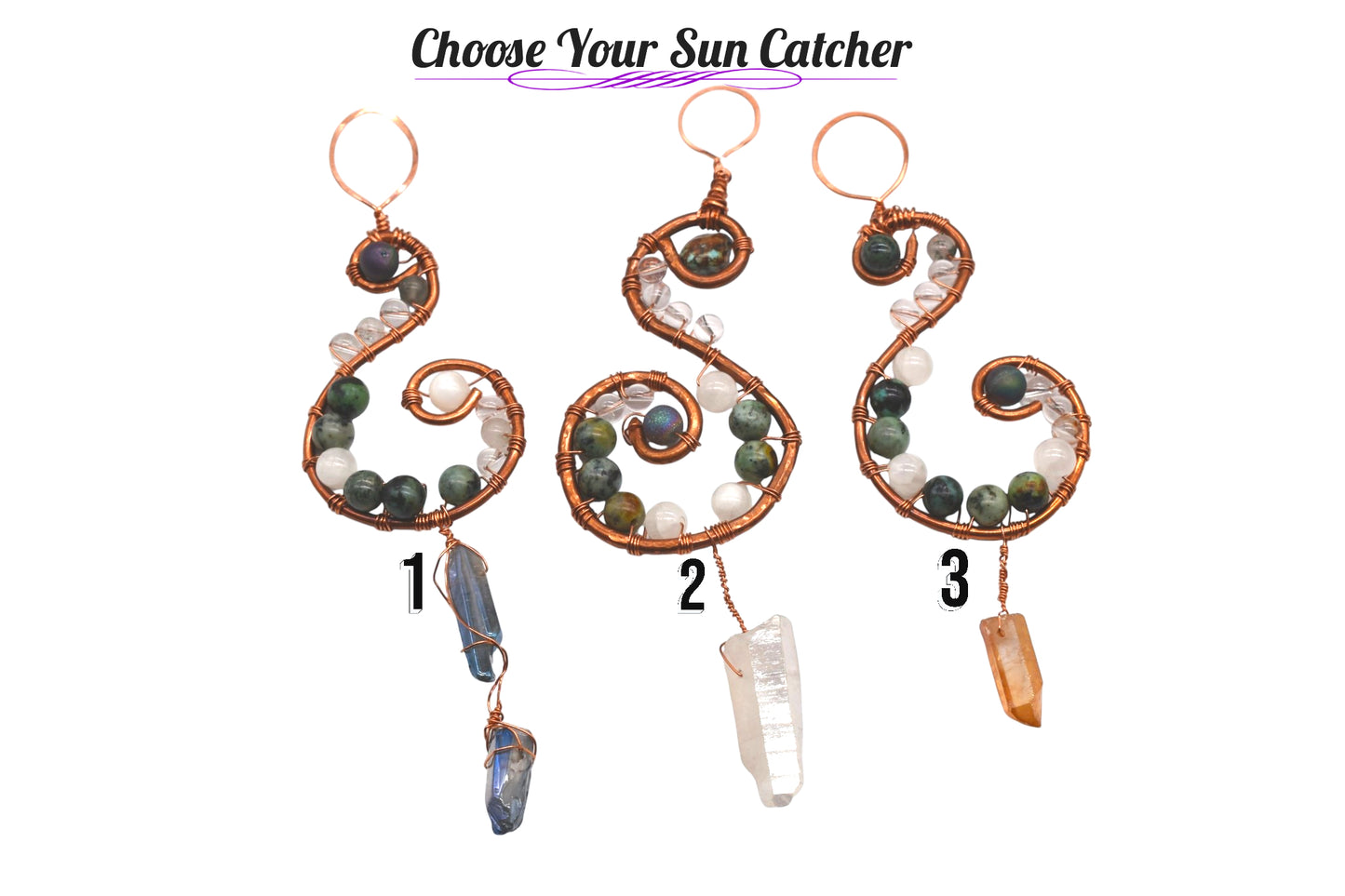 ✨ Swirled Gemstone, Crystal Copper Sun Catcher