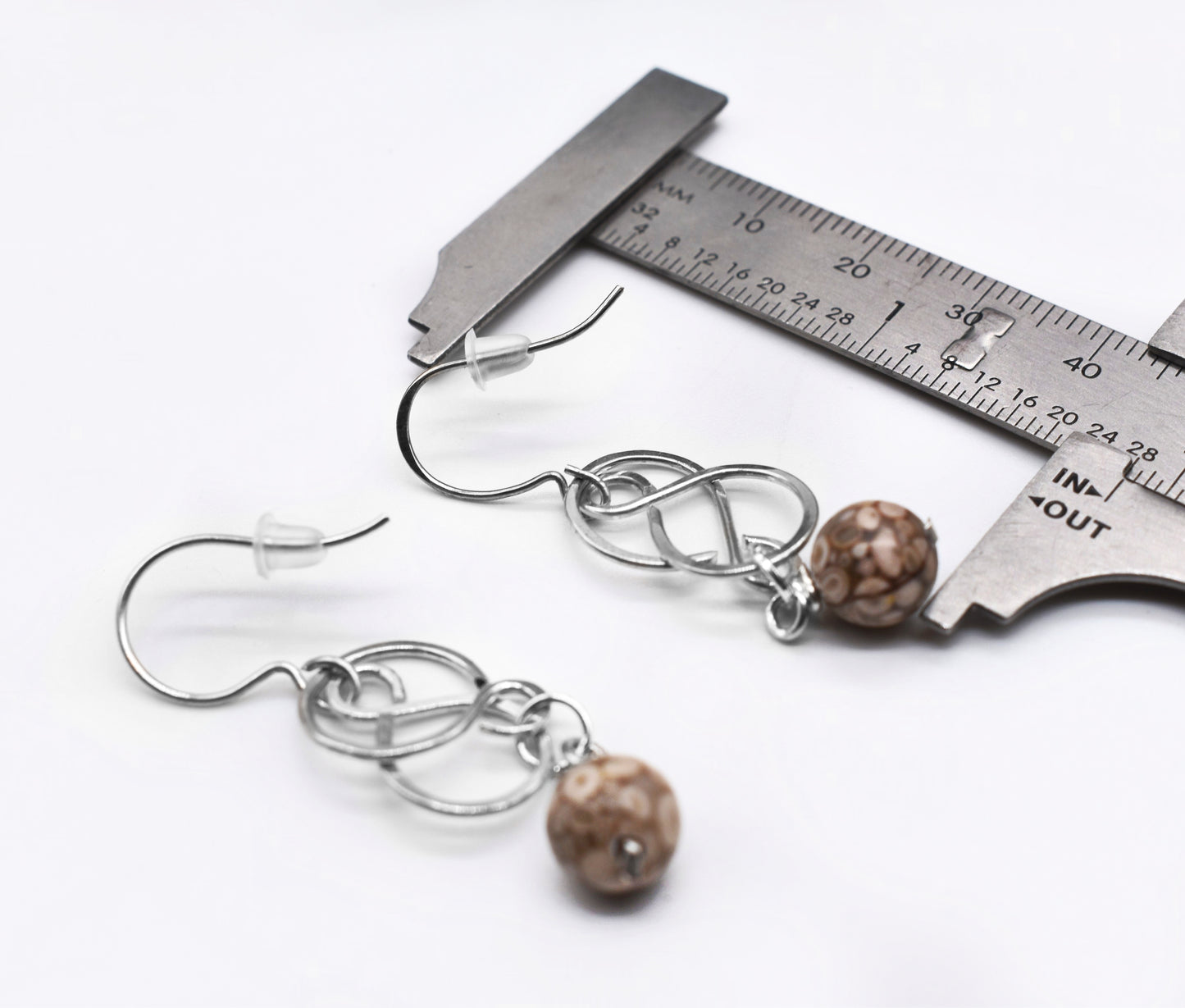 Celtic Petoskey Stone Earrings in Sterling Silver and Gold Filled