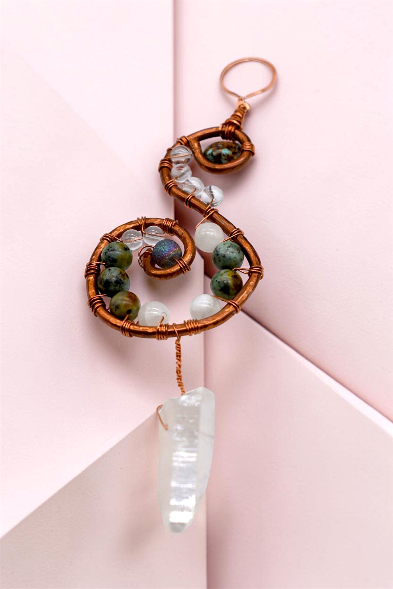 ✨ Swirled Gemstone, Crystal Copper Sun Catcher