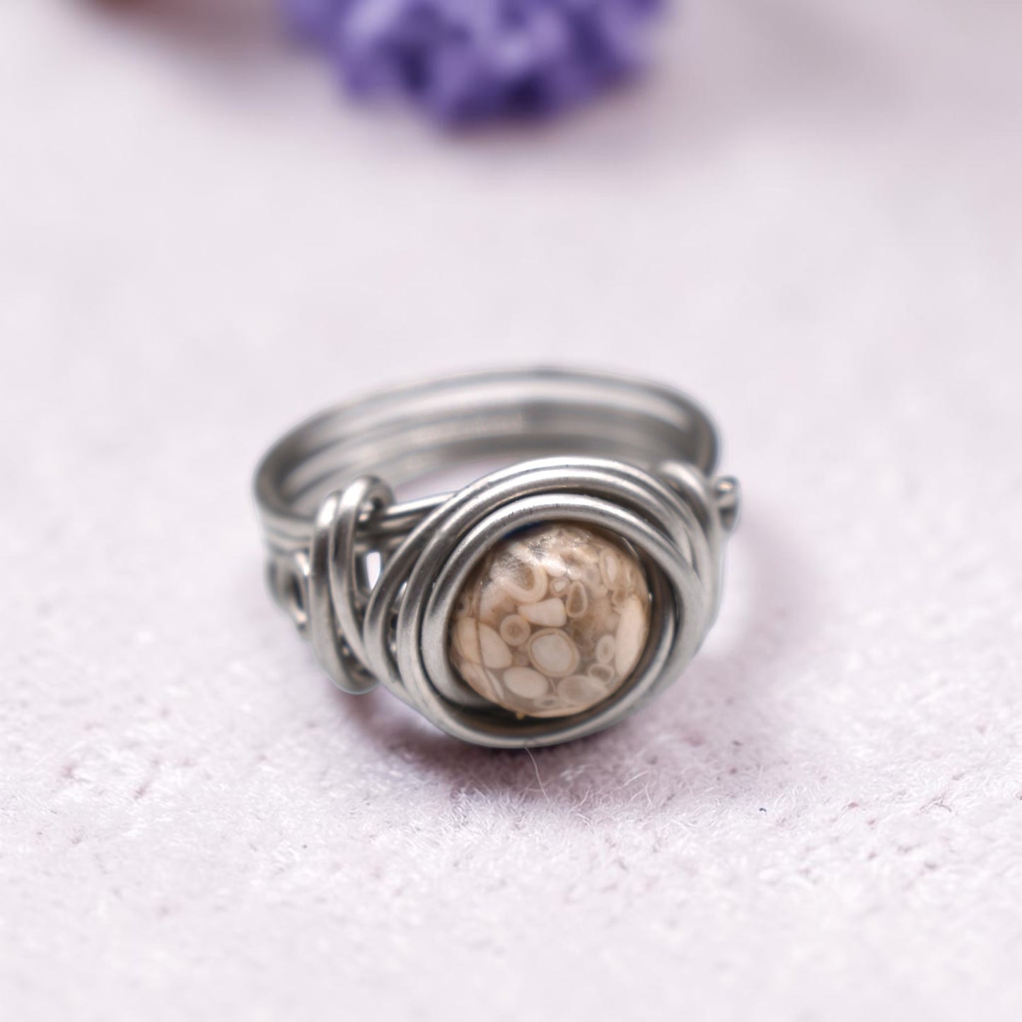 Petoskey Stone Fossil Rings in Copper Stainless Gold and Sterling Silver