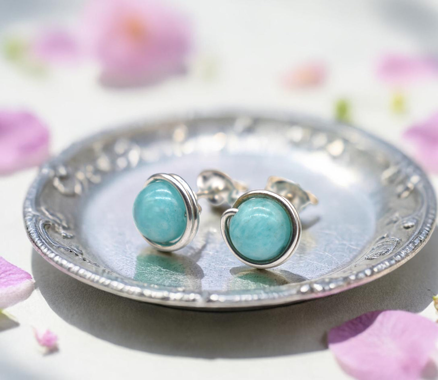 ✨ Amazonite Stud Earrings