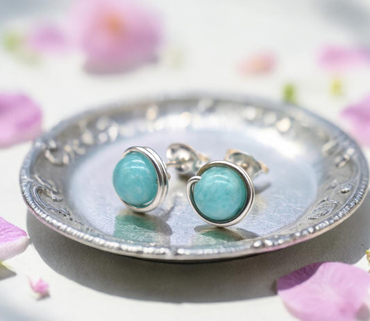 ✨ Amazonite Stud Earrings