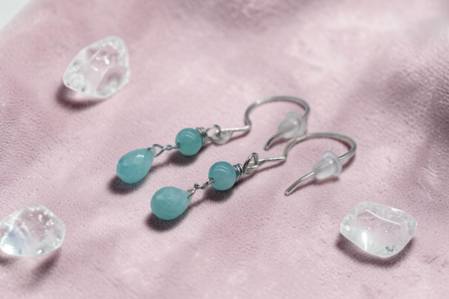 ✨ Delicate Amazonite Teardrop Chandelier Earrings