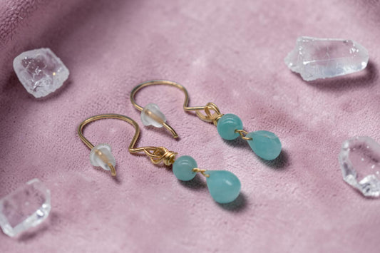 ✨ Delicate Amazonite Teardrop Chandelier Earrings