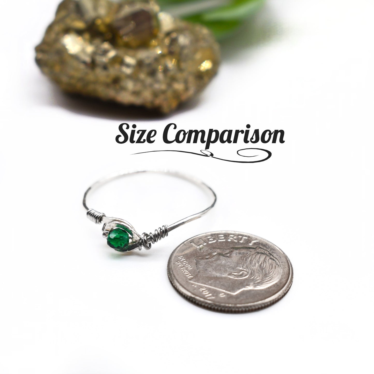 Micro Faceted Emerald Ring | Dainty Gemstone Ring | Sterling Silver, Gold Filled & Rose Gold