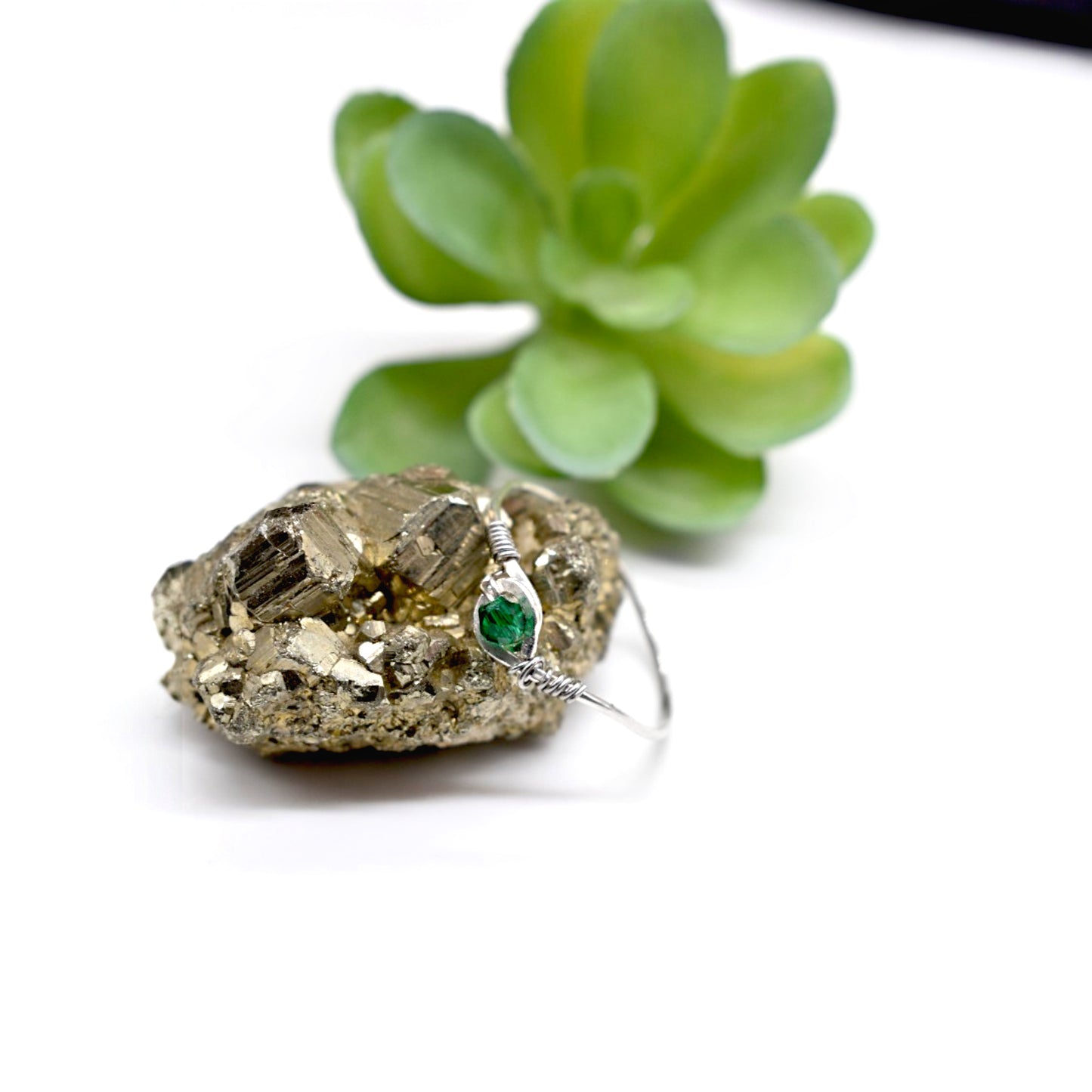 Micro Faceted Emerald Ring | Dainty Gemstone Ring | Sterling Silver, Gold Filled & Rose Gold