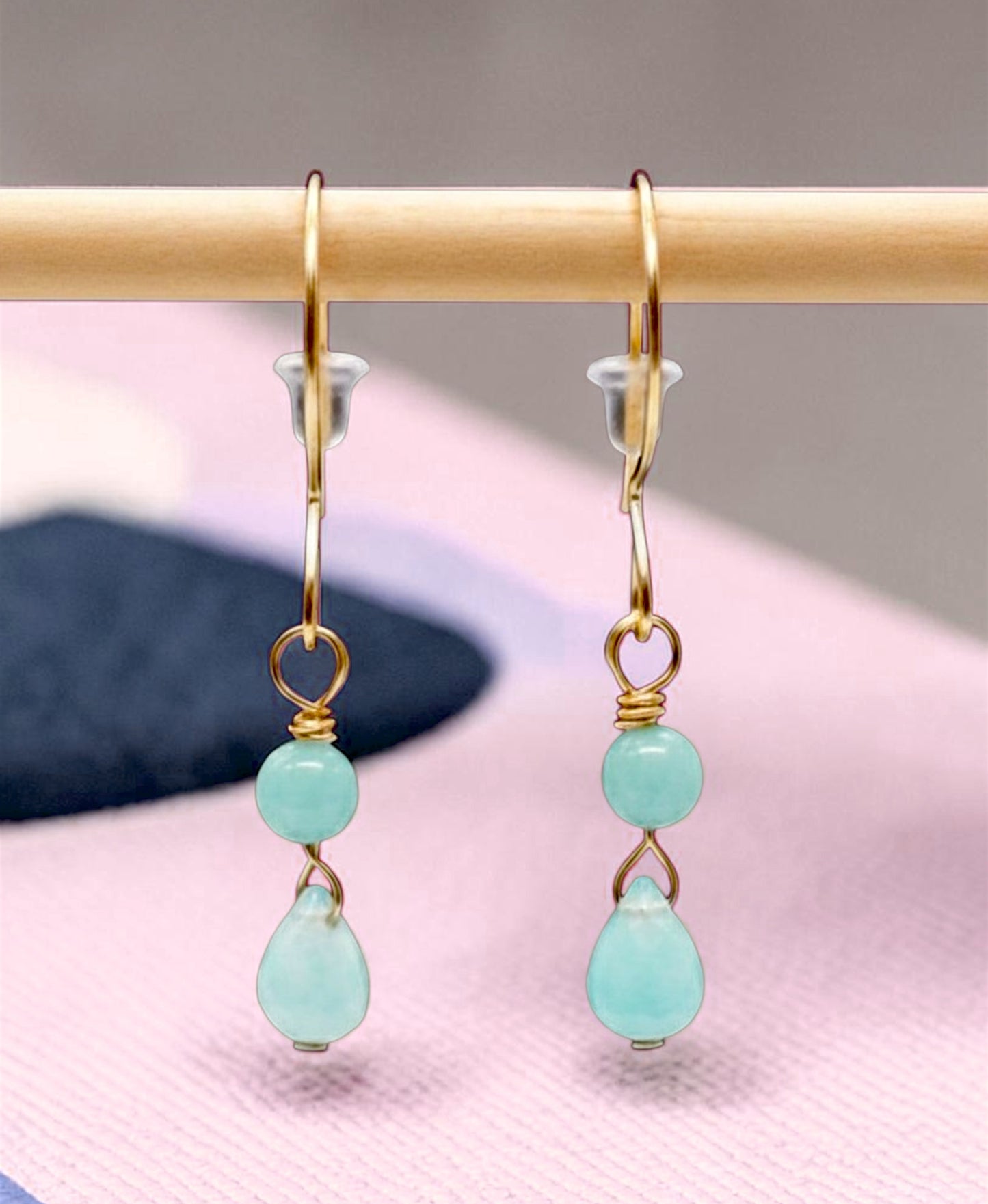 ✨ Delicate Amazonite Teardrop Chandelier Earrings