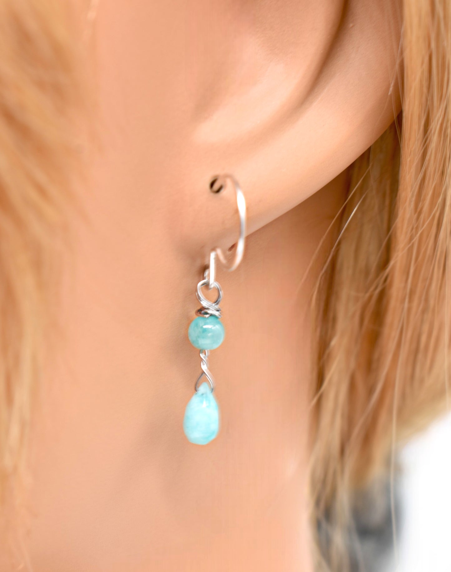 ✨ Delicate Amazonite Teardrop Chandelier Earrings