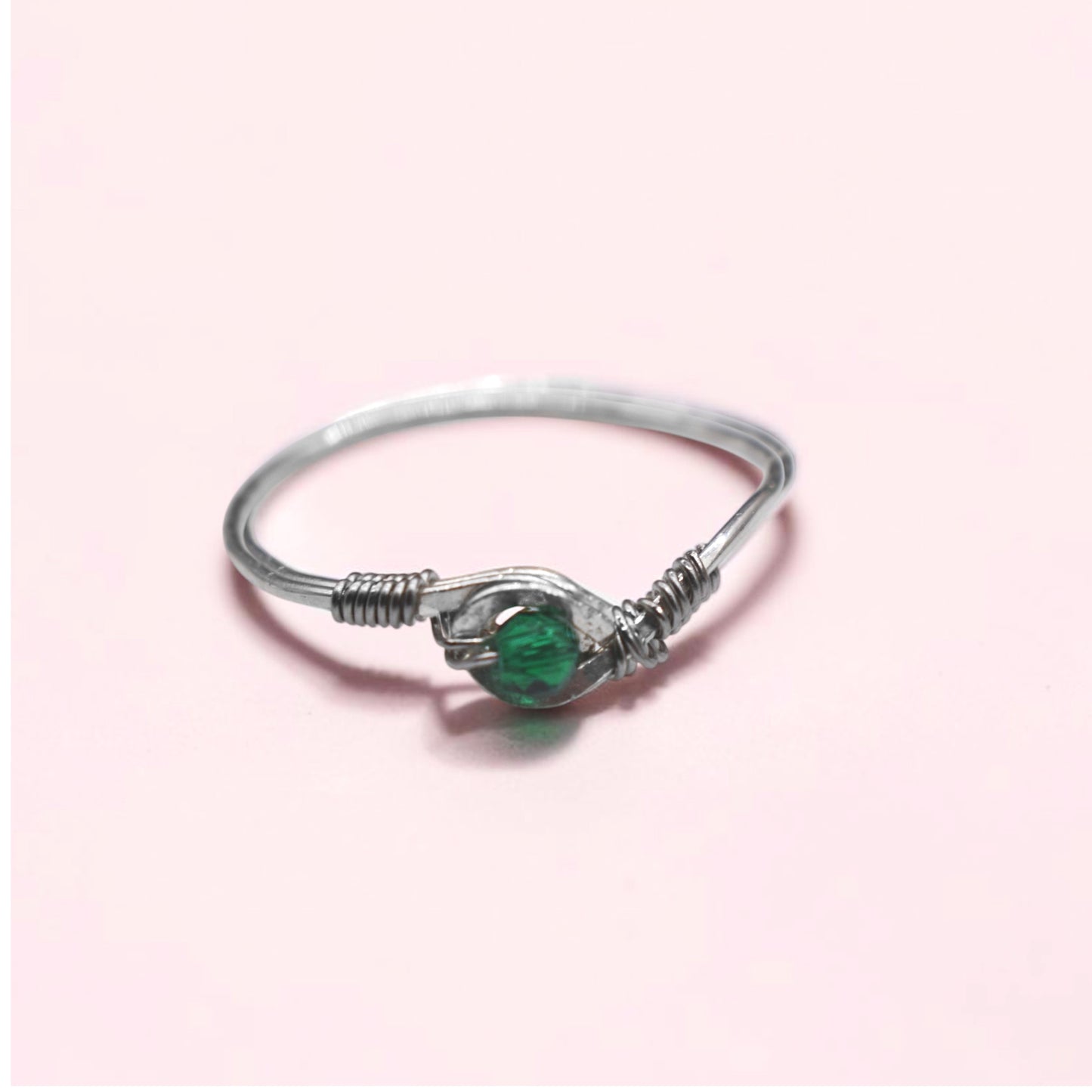 Micro Faceted Emerald Ring | Dainty Gemstone Ring | Sterling Silver, Gold Filled & Rose Gold