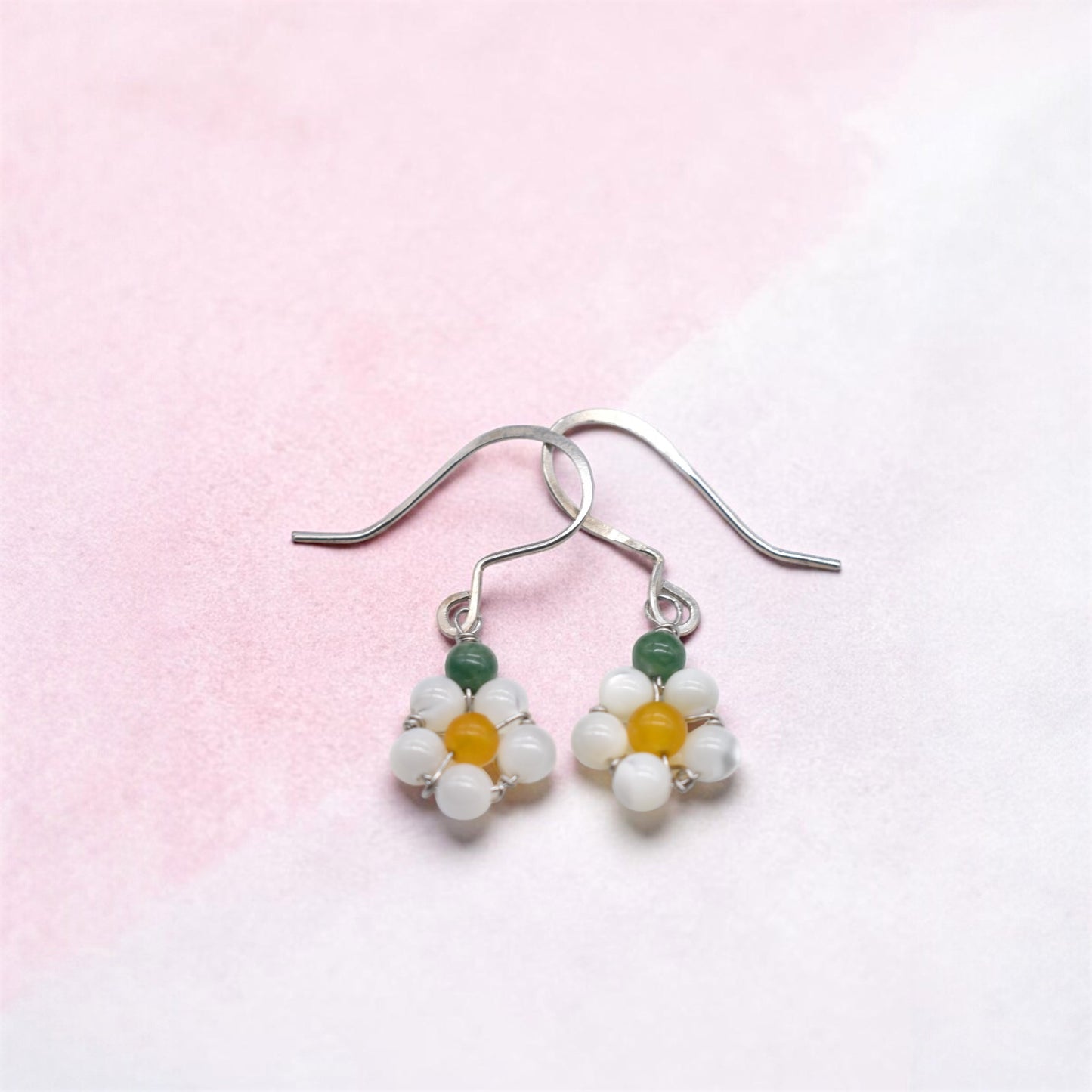 🌼 Pearl & Jade Flower Earrings