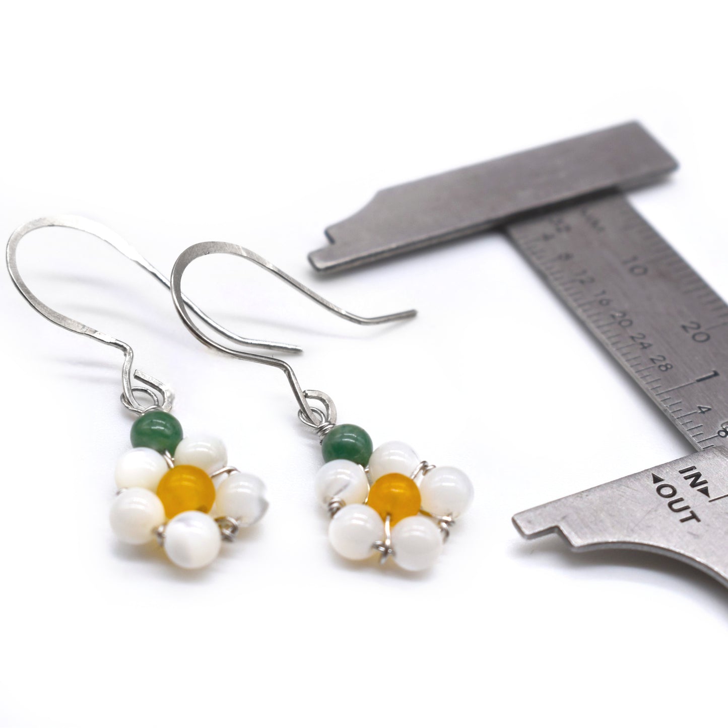 🌼 Pearl & Jade Flower Earrings