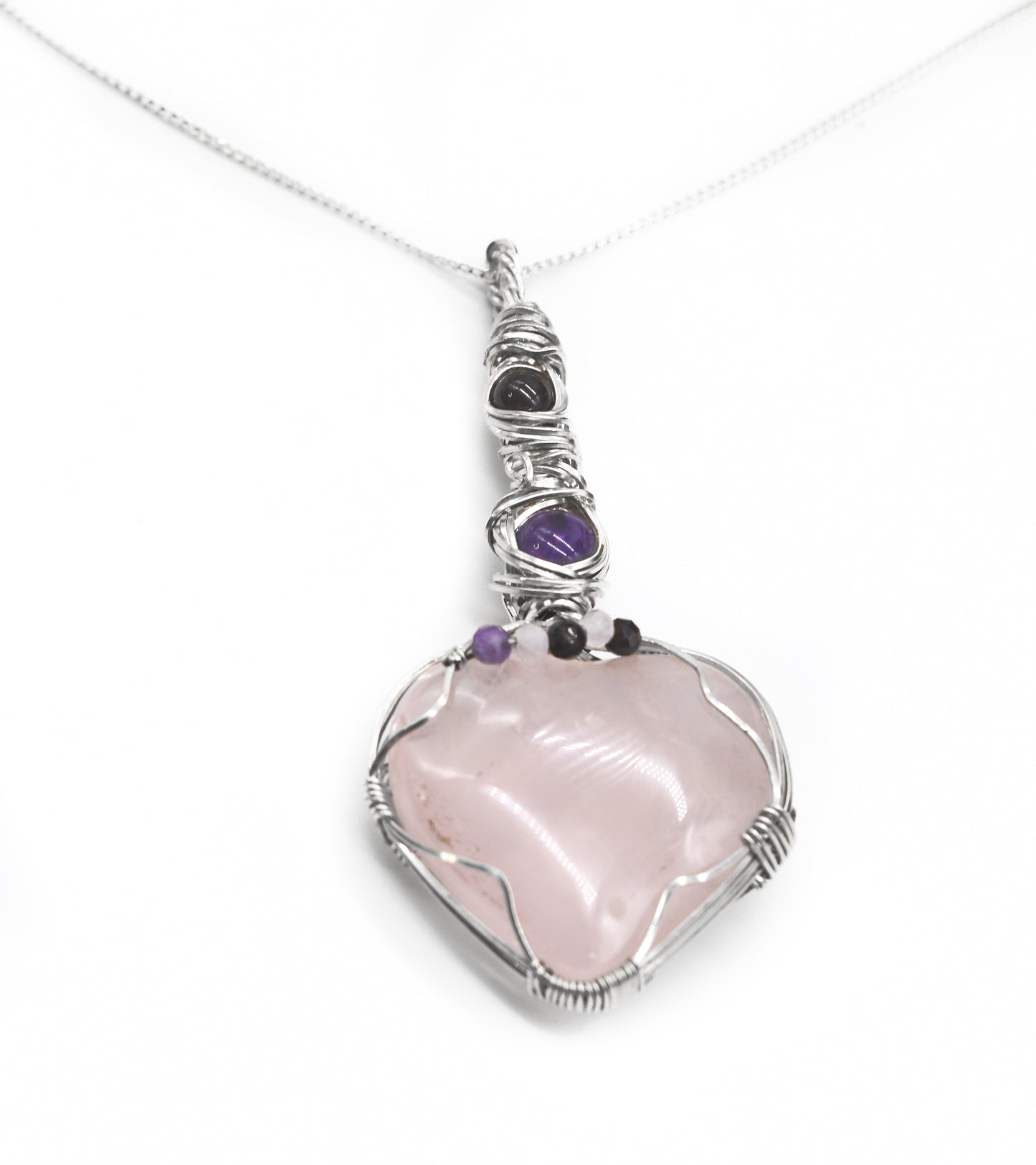 Stunning Wire-Wrapped Rose Quartz Heart Pendant ✨