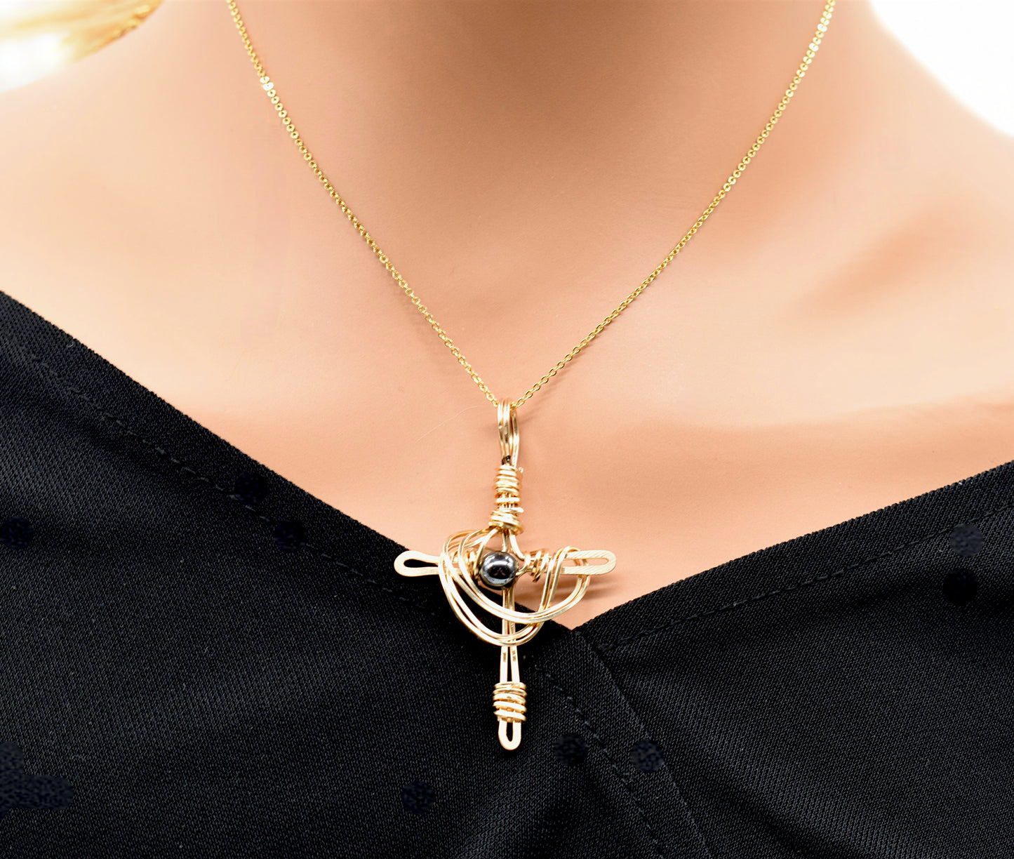 ✨ Rugged Cross Gemstone Bead Pendant