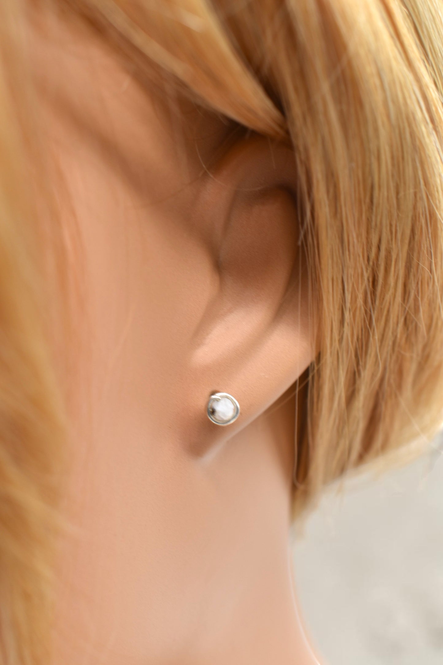 Micro Faceted Moonstone Stud Earrings | 3mm Moonstone Studs | Sterling Silver, Gold Filled & Rose Gold Filled