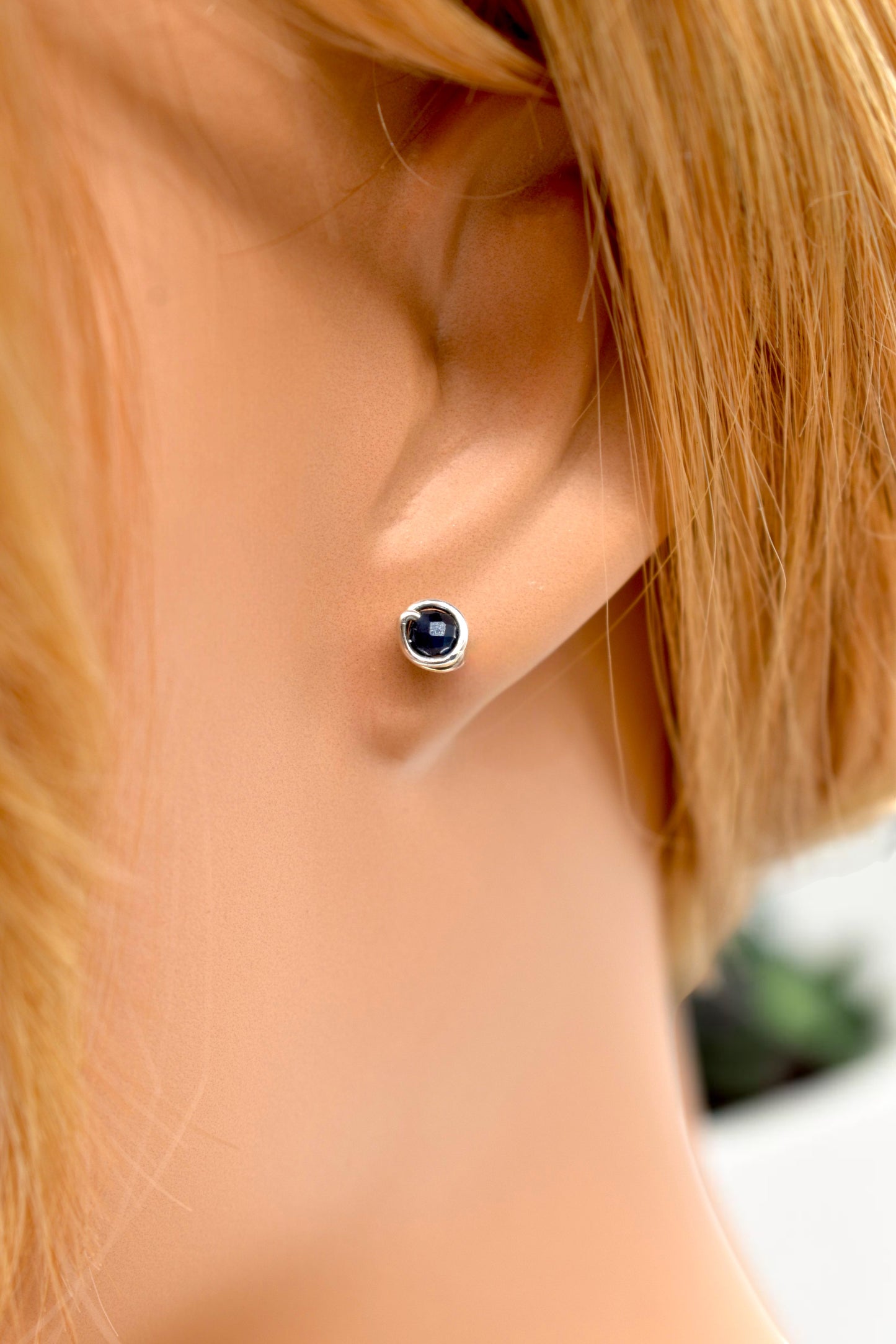 Micro Faceted Sapphire Stud Earrings | 3mm Sapphire Studs | Sterling Silver, 14k Gold Filled & 14k Rose Gold Filled