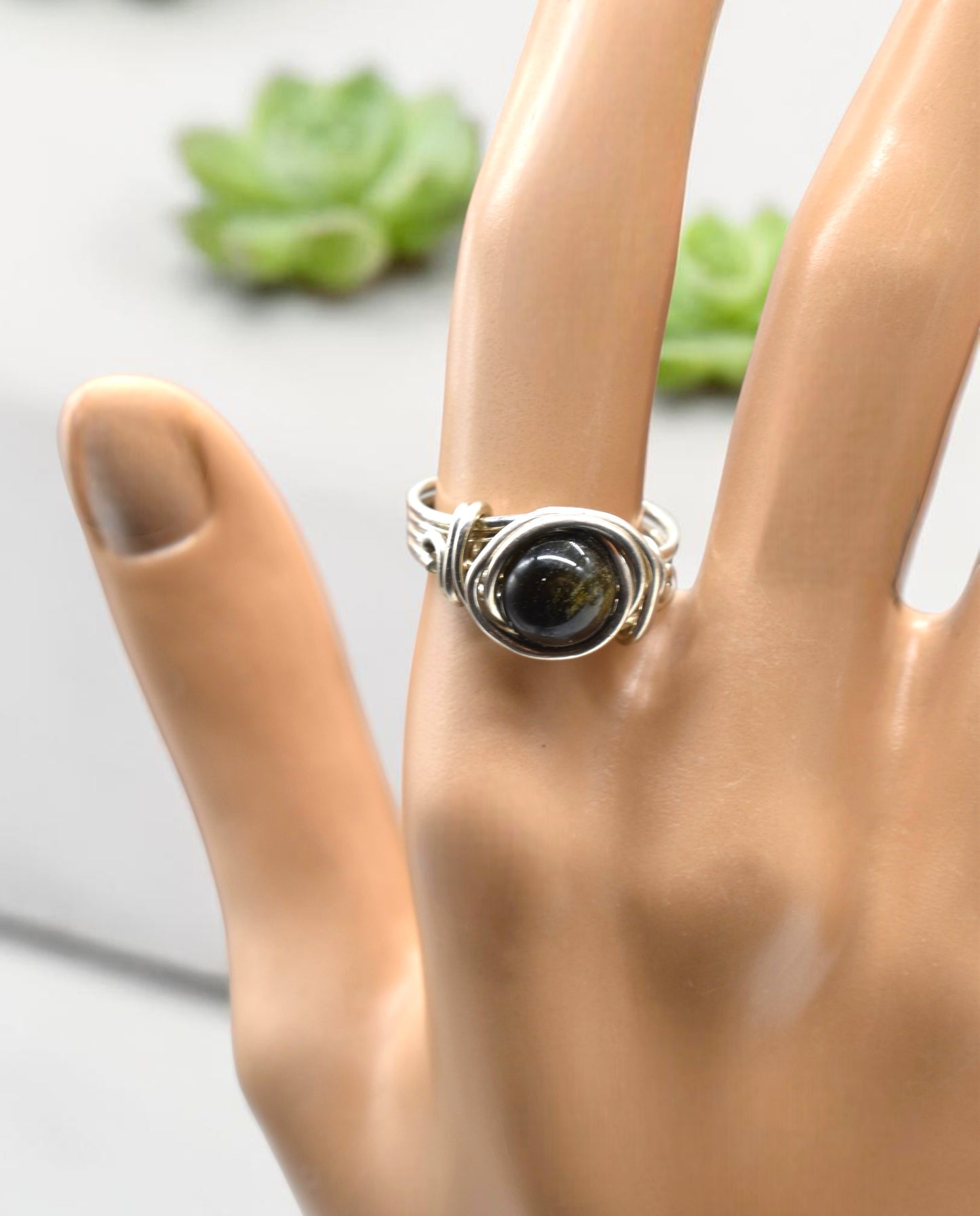 ✨ Golden Obsidian Ring