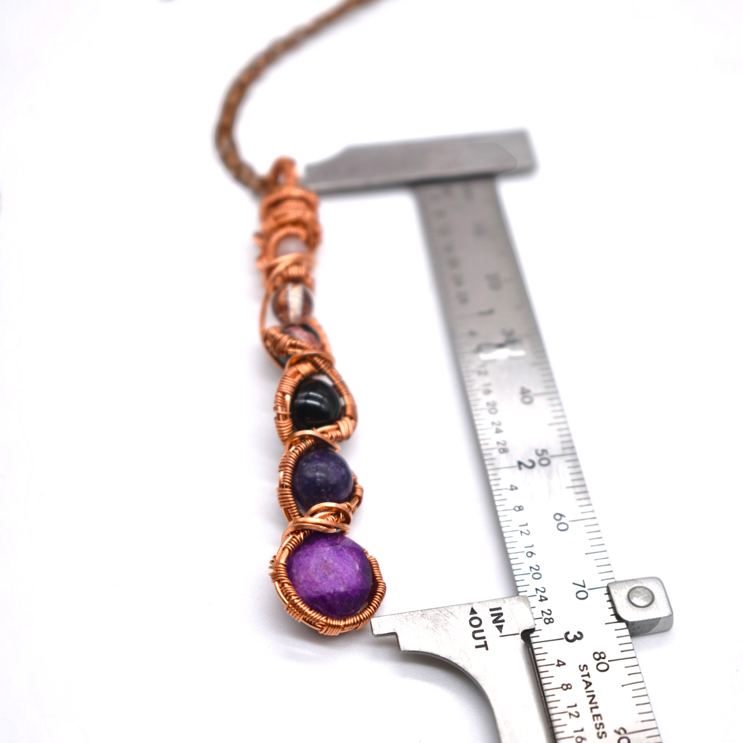 Reiki Healing PTSD & Anxiety Support Necklace | Sugilite, Lepidolite, Black Tourmaline, Quartz, Rhodonite and Rose Quartz | Sterling Silver or Copper