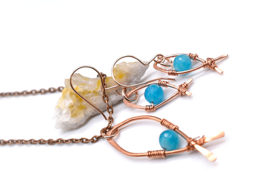 ✨ Healing Wire-Wrapped Ichthys Fish Necklace Earring Set