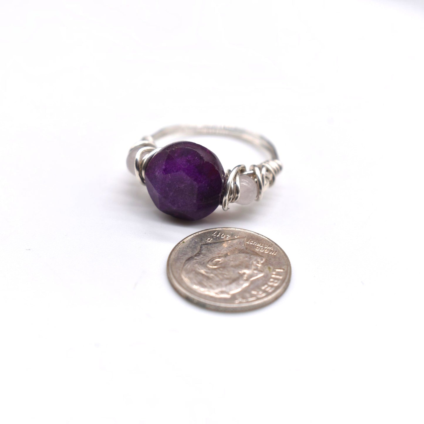 Sugilite and Rose Quartz Anxiety Assisting Ring in Sterling Silver, 14K Gold Filled & Rose Gold Filled