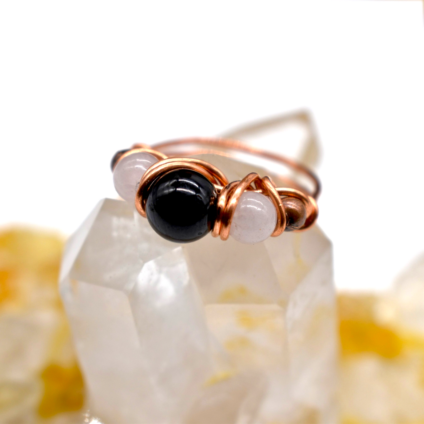 Black Tourmaline Multi -Crystal Harmony Ring