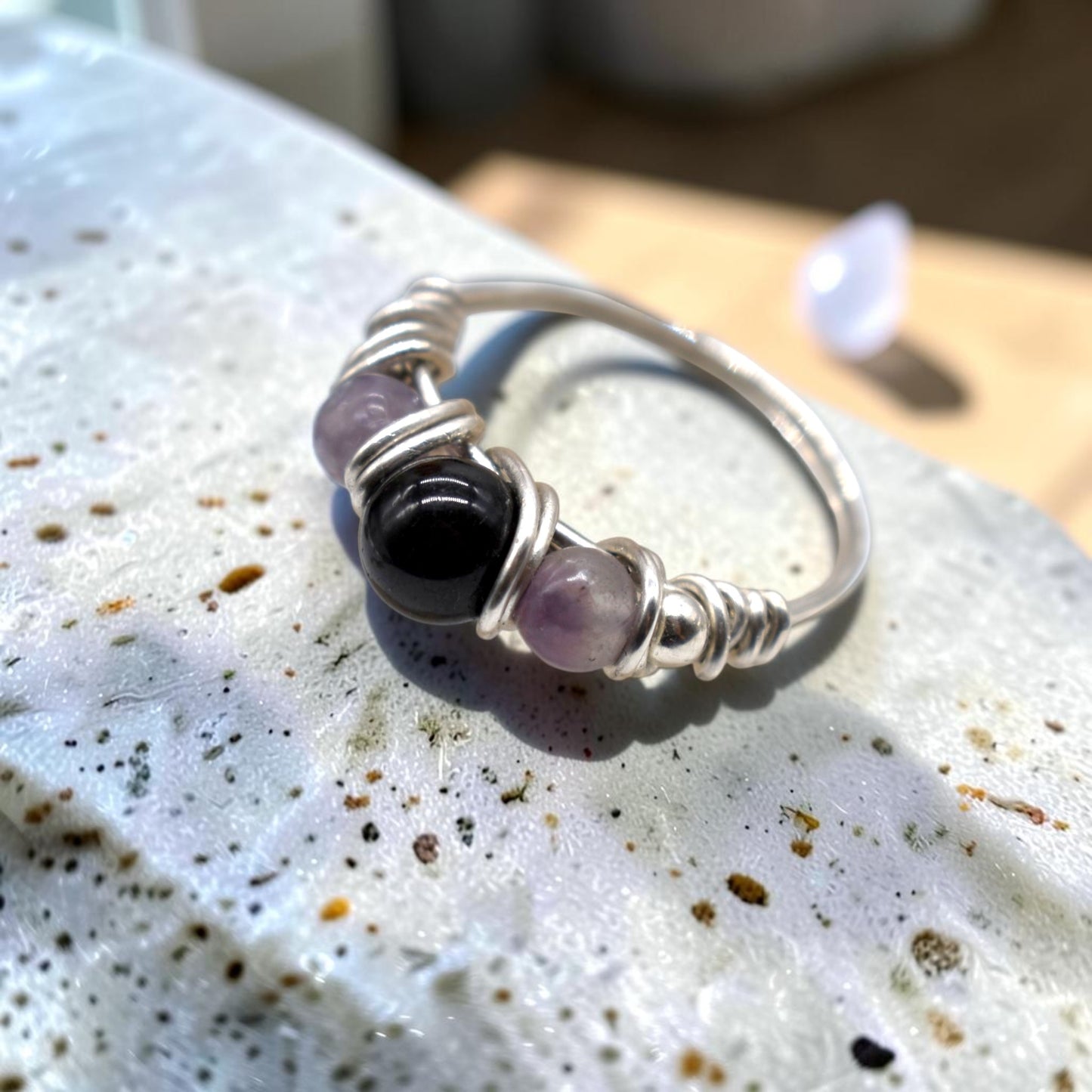 Black Tourmaline Multi -Crystal Harmony Ring