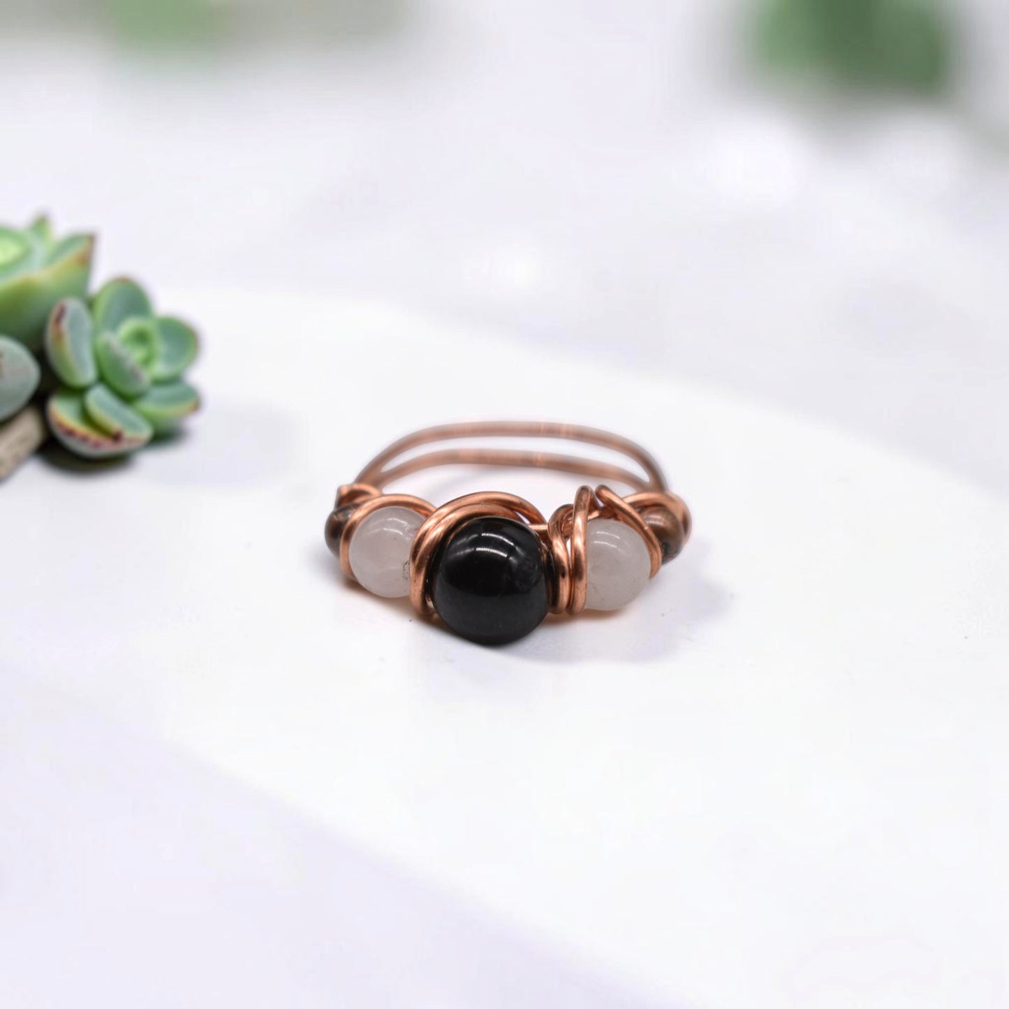Black Tourmaline Multi -Crystal Harmony Ring