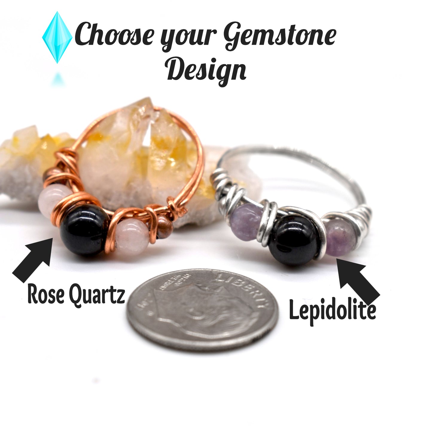 Black Tourmaline Multi -Crystal Harmony Ring