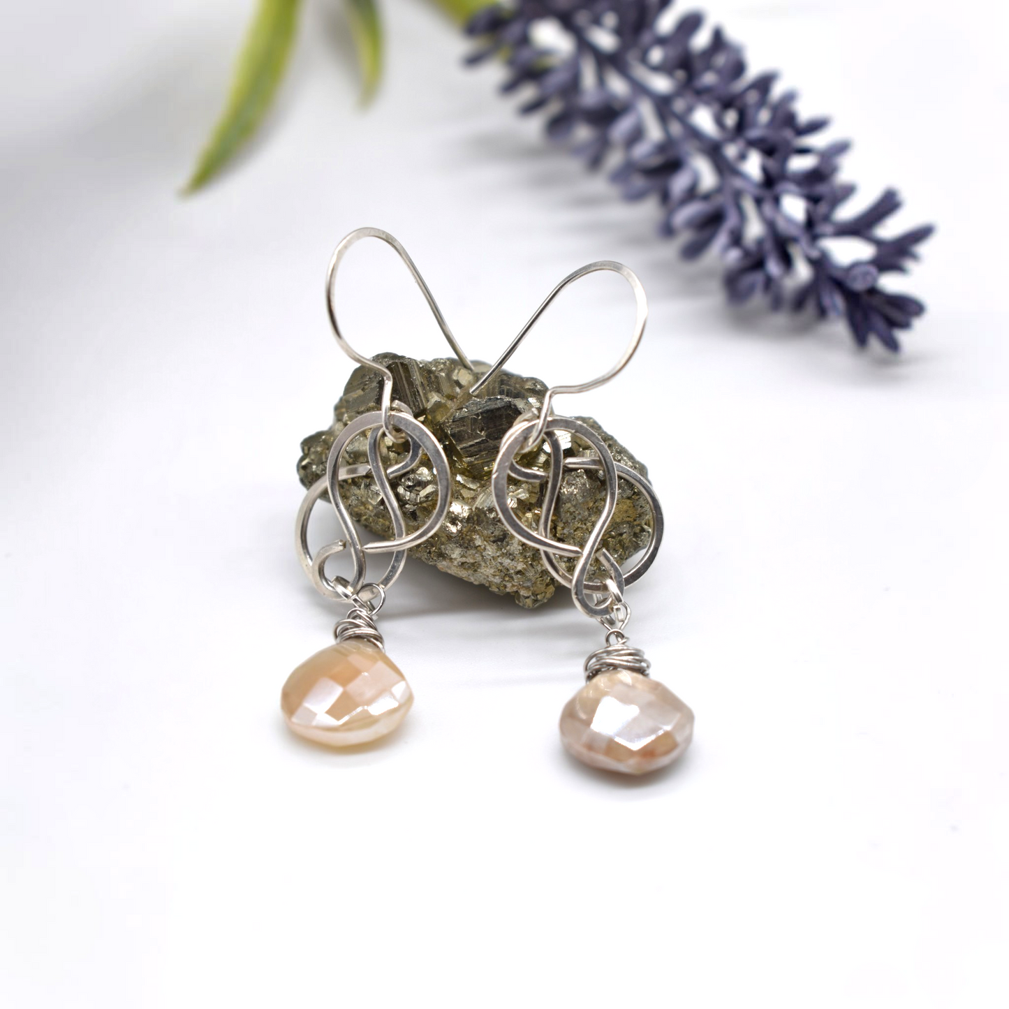 Celtic Moonstone Stone Earrings in Copper,  Sterling Silver and Gold Filled
