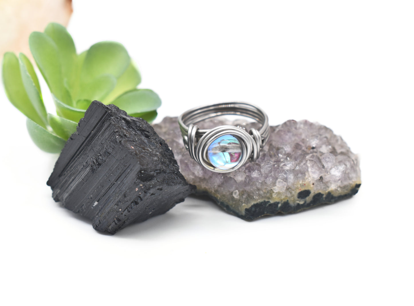 Angel Aura Quartz Gem Rings