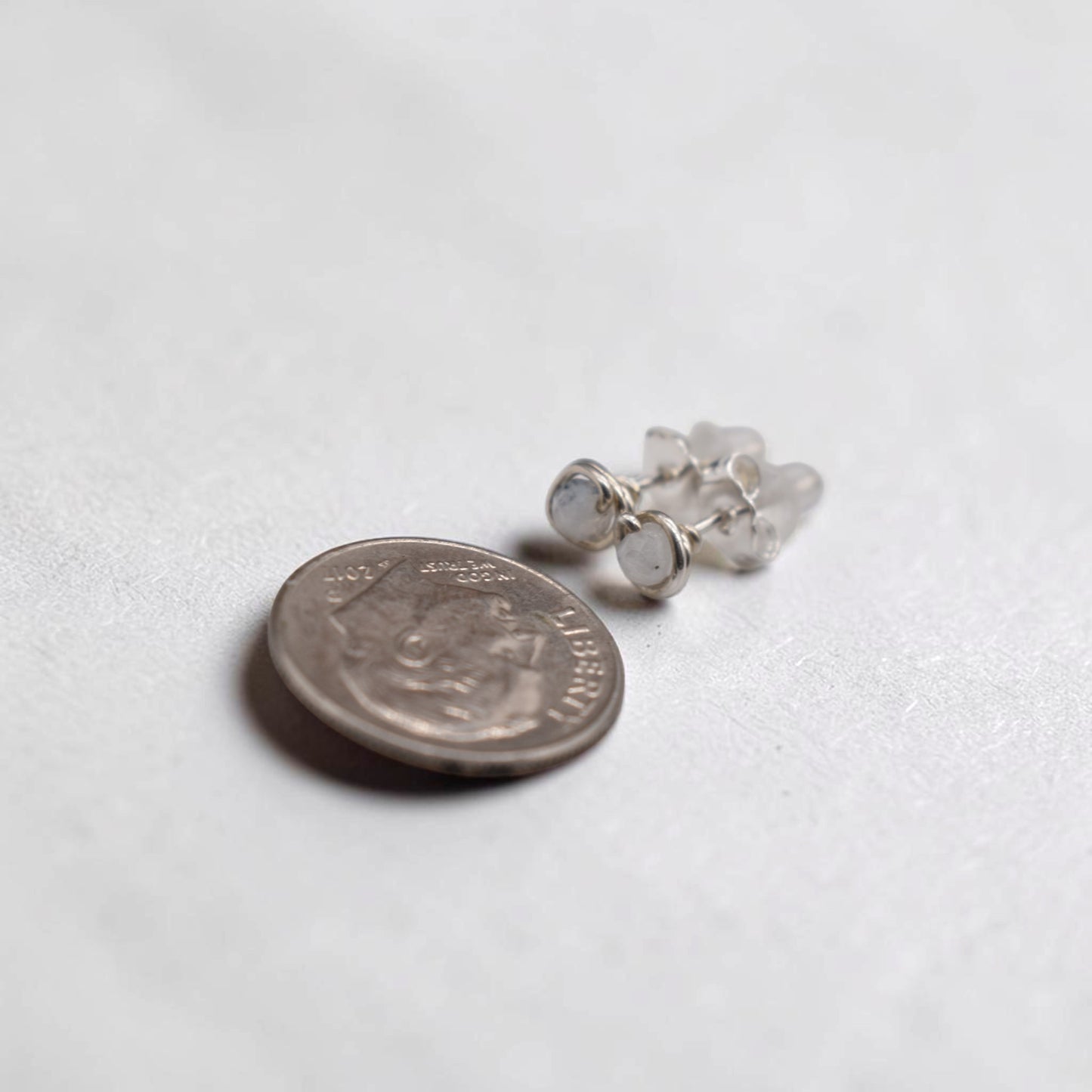 Micro Faceted Moonstone Stud Earrings | 3mm Moonstone Studs | Sterling Silver, Gold Filled & Rose Gold Filled