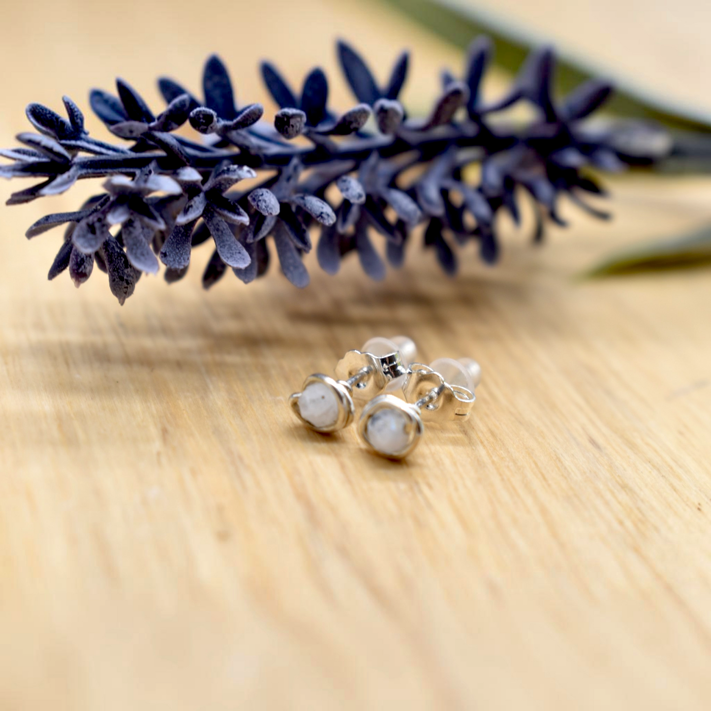 Micro Faceted Moonstone Stud Earrings | 3mm Moonstone Studs | Sterling Silver, Gold Filled & Rose Gold Filled