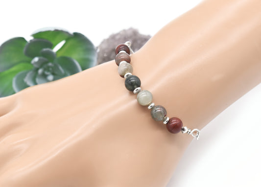 Bloodstone Sterling Silver Adjustable Bracelet