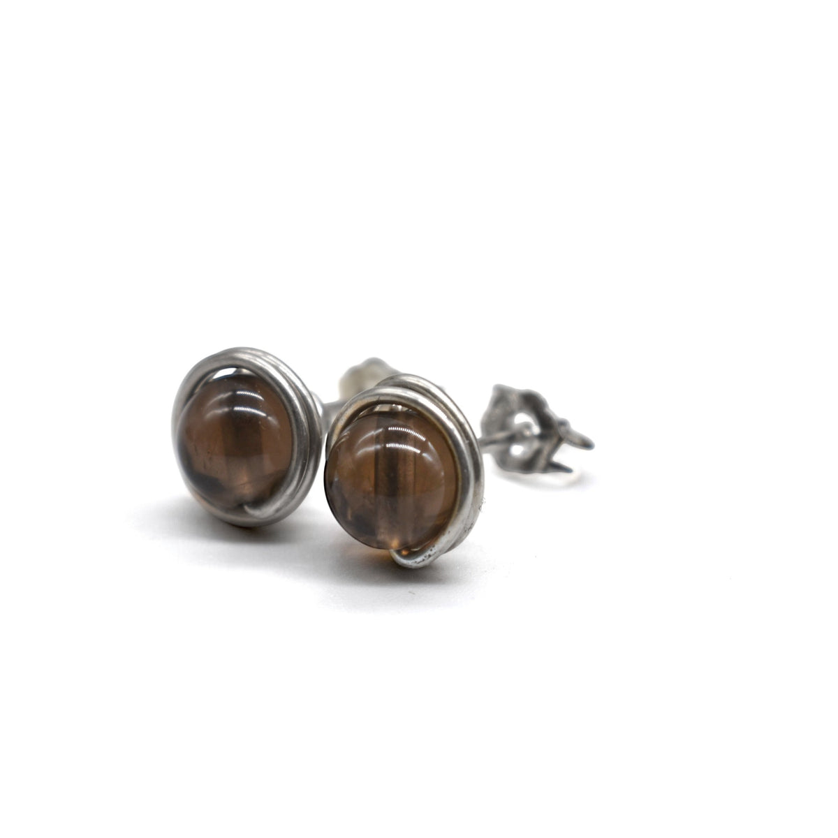 Smokey Quartz Healing Gemstone Stud Earrings