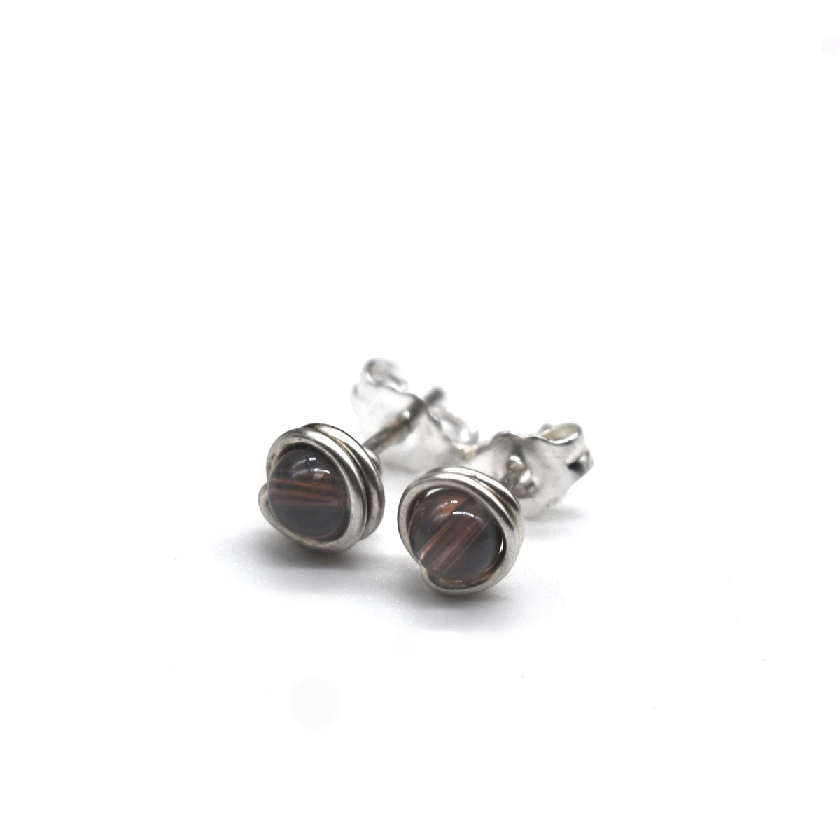Smokey Quartz Healing Gemstone Stud Earrings