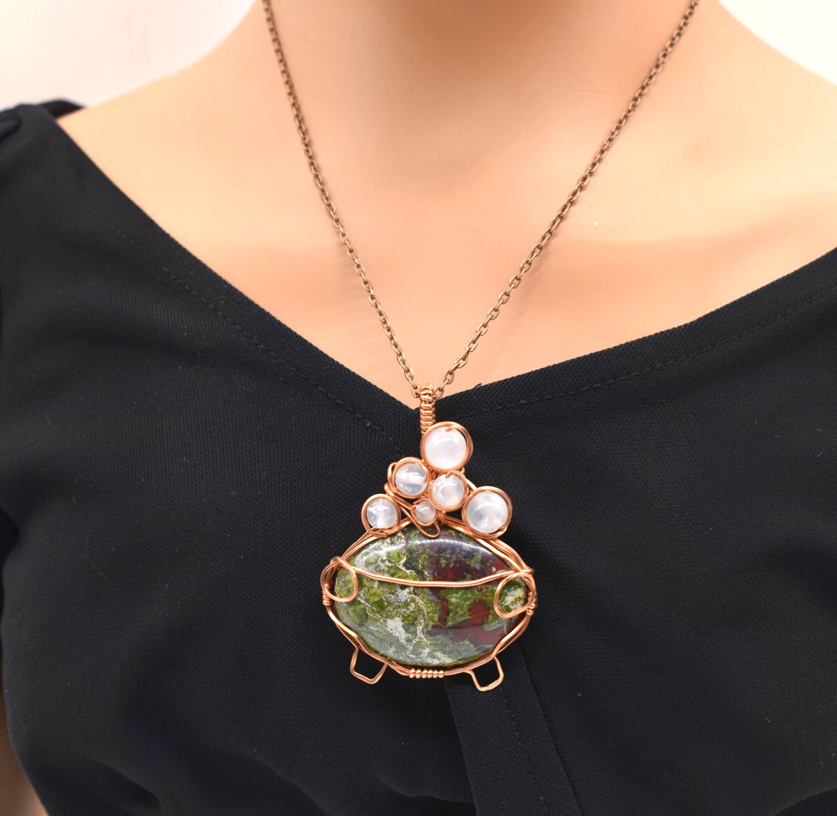 Spooky & Magical Transformation | Dragons Bloodstone Copper Cauldron Pot Pendant