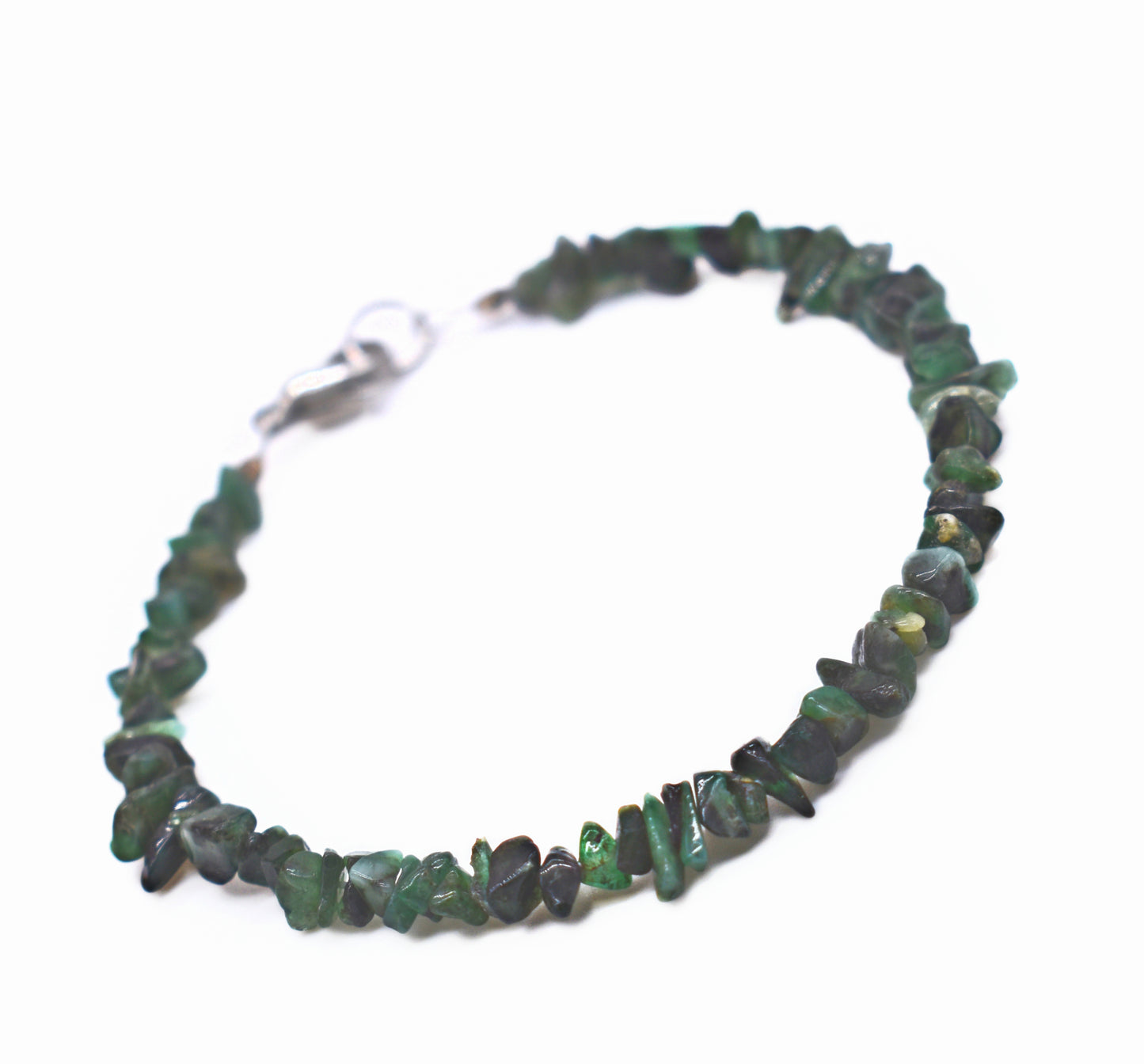 Healing Emerald Chip Bracelet – Heart Chakra Alignment with Lobster or Magnetic Clasp