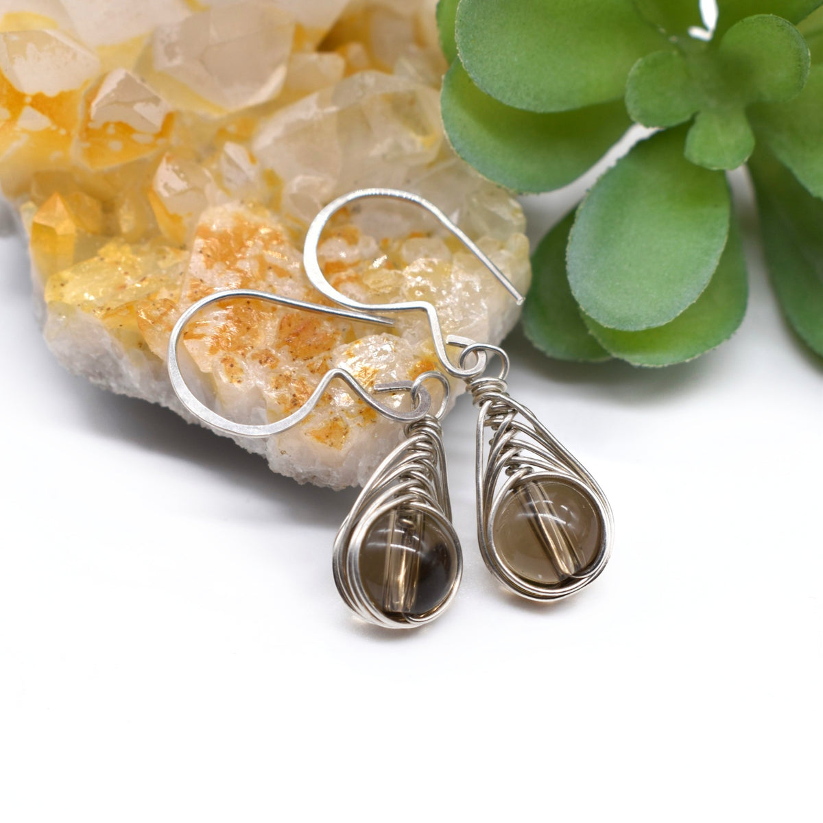 Smokey Quartz Healing Gemstone Earrings