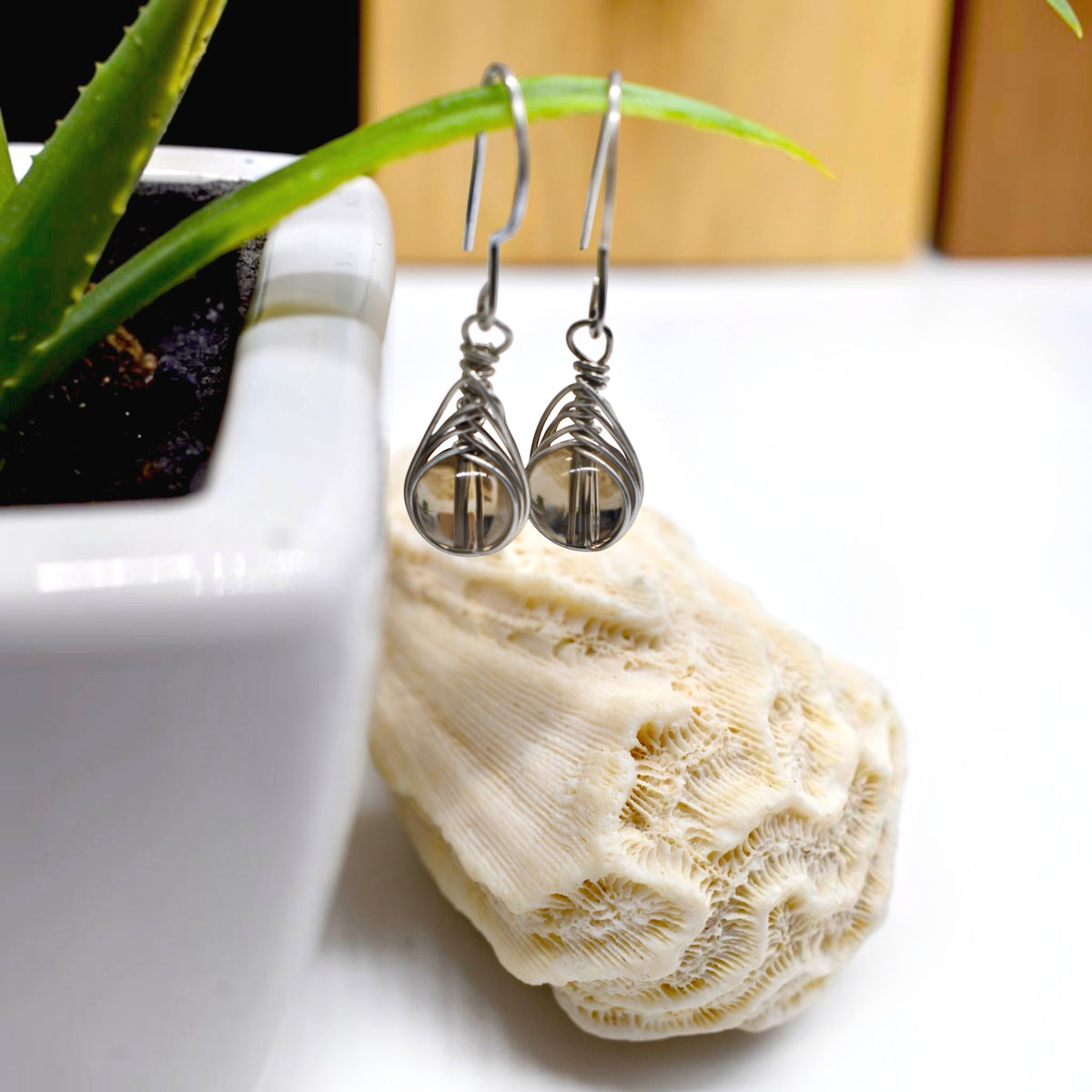 Smokey Quartz Healing Gemstone Earrings