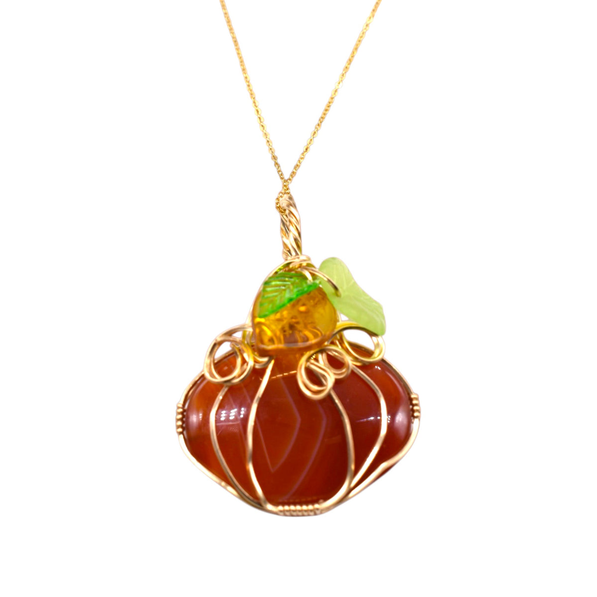Autumn Abundance & Creativity | 14k Gold Filled Healing Carnelian Pumpkin Necklace