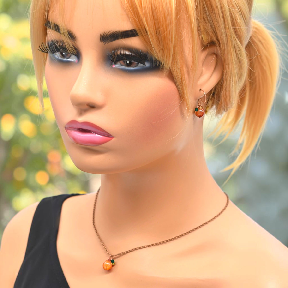 Autumn Magic, Creativity & Vitality | Carnelian Pumpkin Necklace & Earring Set
