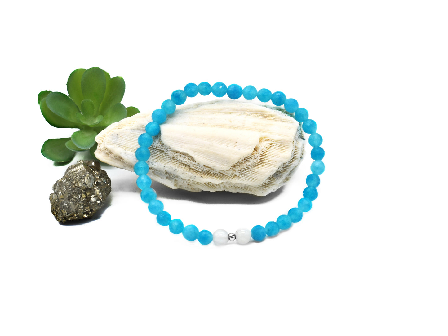 Amazonite Selenite Clarity and Focus Reiki Healing Bracelet