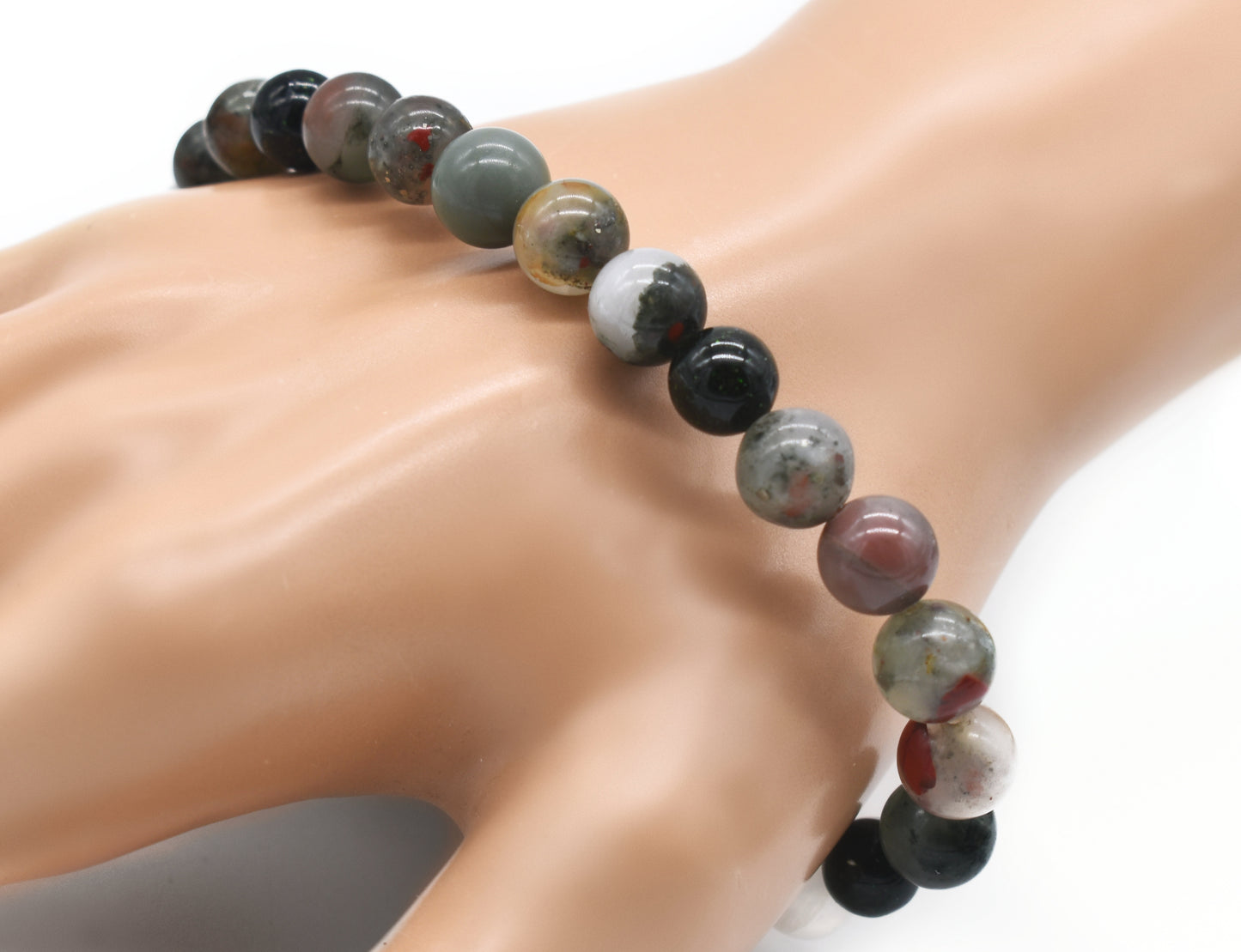 Bloodstone, Green Goldstone & Selenite Reiki Healing Bracelet | Handmade Protection & Strength Crystal Bracelet