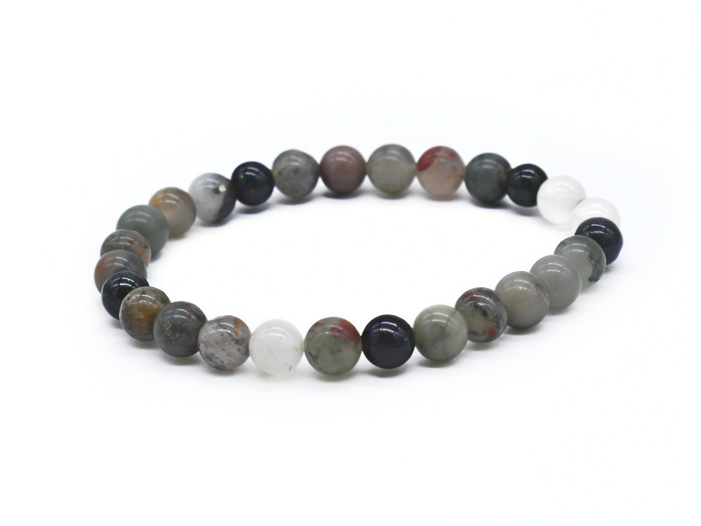 Bloodstone, Green Goldstone & Selenite Reiki Healing Bracelet | Handmade Protection & Strength Crystal Bracelet