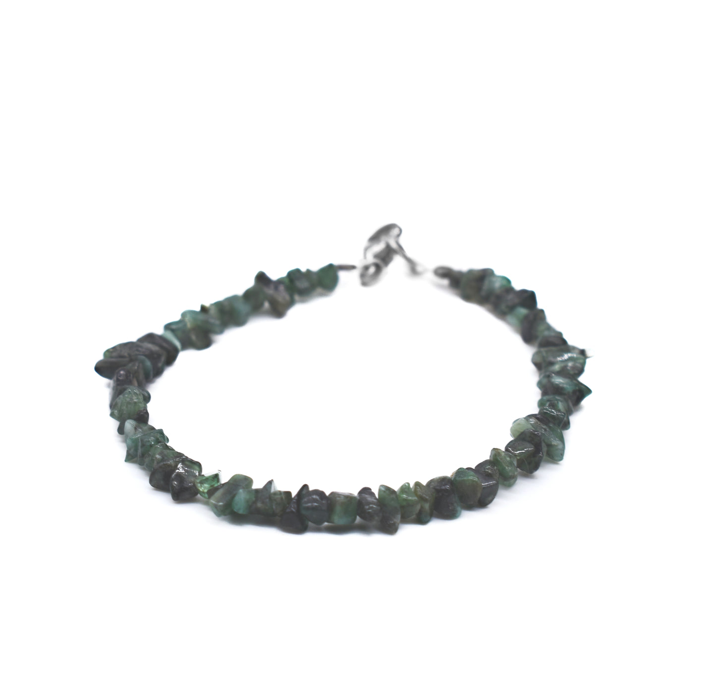 Healing Emerald Chip Bracelet – Heart Chakra Alignment with Lobster or Magnetic Clasp