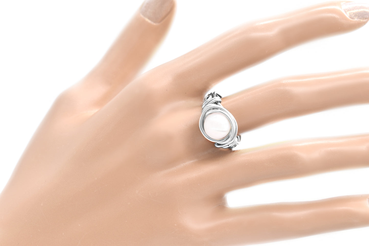 Mother of Ocean Pearl Celtic Meditation Ring