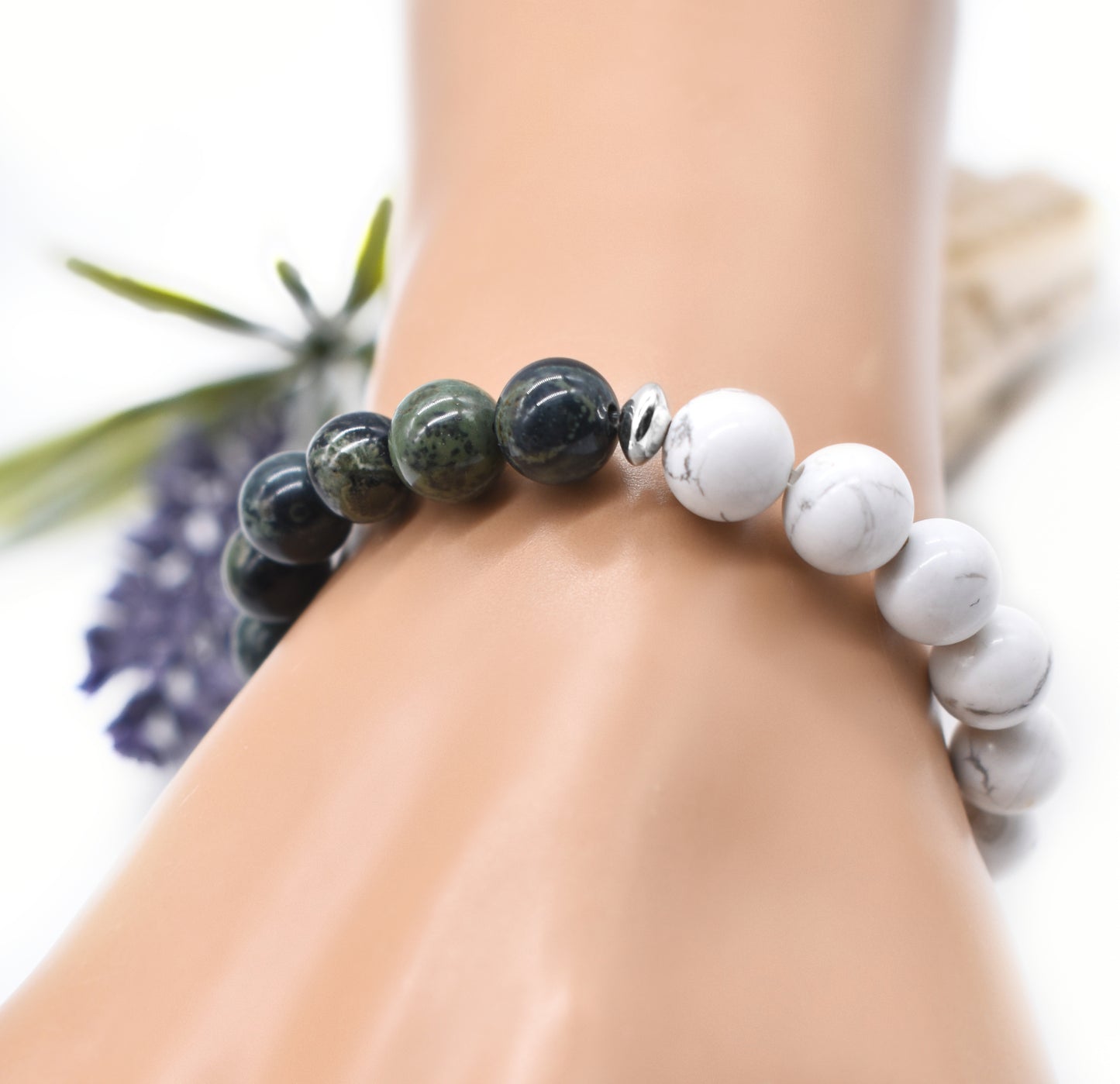Howlite and Kambaba Jasper Healing Bracelet – Deep Peace, Emotional Balance and Grounding