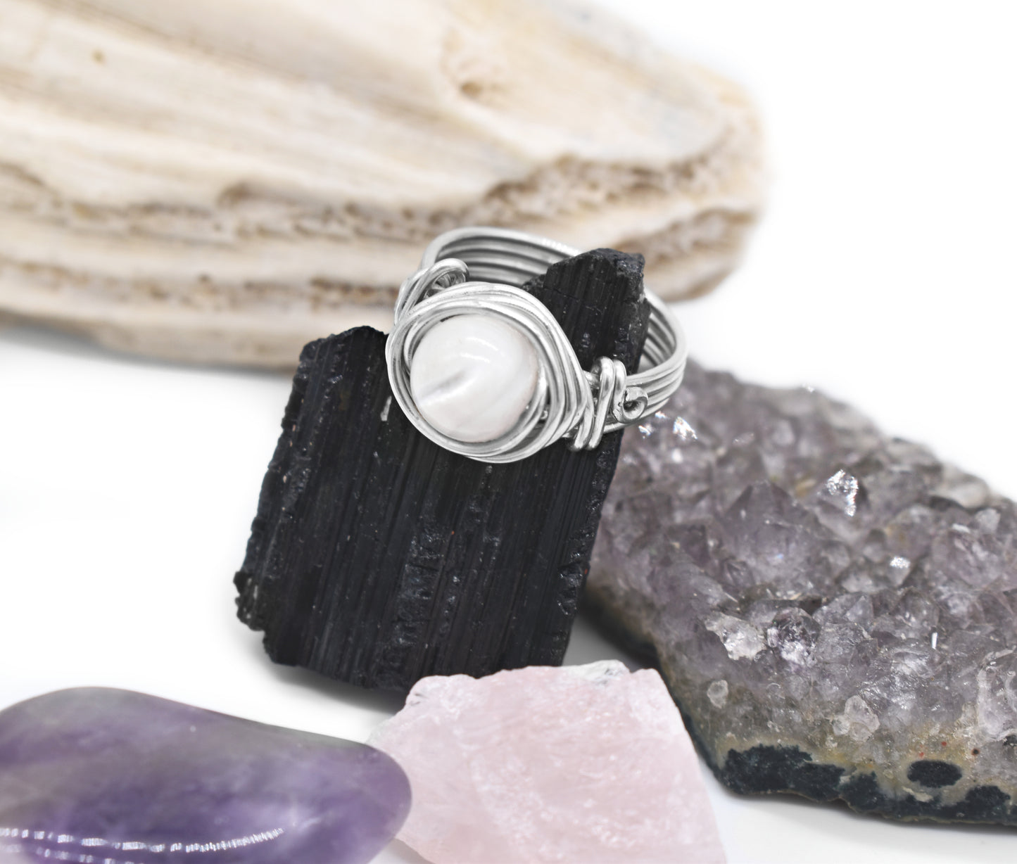 Mother of Ocean Pearl Celtic Meditation Ring